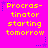 Yellow pixelated text on bright pink background with blue star accents, repeating 'Procrastinator starting tomorrow' in six identical sections