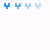 Animated contact sheet of a pixel art icon featuring blue Y-shaped figures with varying dot patterns and text elements across 9 frames.