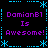 Pixelated text and decorative elements arranged in a on a black background with cyan and purple colors