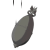 Animated sequence of a dark gray grenade-shaped object with metallic top, showing vertical movement against white background.