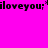 A pixelated image with four identical sections displaying 'iloveyou;*' text on a bright pink background.