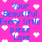 Pixelated text and heart symbols on a bright pink background with blue text and white hearts.
