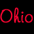 Red text on black background reading "Ohio is for lovers" in a pixelated font with slight red glow effect.