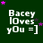 Dark green background with white text reading "Bacey lOves yOu =]" and scattered pink/purple stars, arranged in a of identical frames