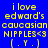 Four pixelated text in blue, purple, red, and purple backgrounds with yellow text reading "i love edward's caucasian NIPPLES<9 [.Y.]"