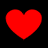 Four red heart shapes arranged in a on black background, each with distinct pixelation and size variations