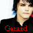 A 2x2 contact sheet of a pixelated image showing the same person in three frames with different text colors and one empty frame, all featuring the name "Gerard" in red, blue, and white text over a black shirt against a light background.