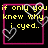 Pixelated yellow text reads "if only you knew why i cyed.." inside a magenta square frame with gray heart outlines on black background.