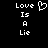 Pixelated white text and a heart symbol on a black background, with identical text and symbol arrangements in two side-by-side views.