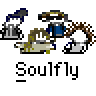Animated contact sheet of 10 Soulfly-themed AIM buddy icons showing character sprites and green winged logo variations on gray background.
