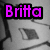 A split-screen image shows two grayscale figures with text overlays; left side displays 'Britta' in bright pink, right side shows 'Barricade' in cyan.