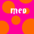 Pixelated orange circles on a bright pink background with the text 'med' in white pixel art style.