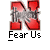 A static contact sheet of two identical red 'N' logo frames with pixelated hands inside, each labeled "Fear Us" below and promotional text on the right side.