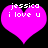 Two identical pink heart-shaped icons with white pixelated text reading 'jessica i love u' on a black background.