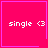 Four identical pink square with white text 'single <3' and a pink border, each contains a different small symbol in the corner