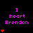Pixelated text "I heart Brendon" in purple with red hearts, displayed across multiple static frames showing varying heart counts on a black background.