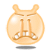 Two pixelated orange cartoon heads with two small ears, each showing a different facial expression against a gray background.