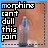 nine identical pixelated images showing a hand holding a syringe against a brown background with text reading "morphine cant dull this pain" in black and blue pixelated font