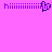 A static image with a bright pink background and purple pixelated text forming two horizontal lines of 'h' characters, separated by a heart symbol.