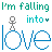 Animated contact sheet of a stick figure falling into the word 'love' with repeated text and color variations across frames.