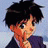 A 48x48 pixel buddy icon featuring a side-profile anime character with spiky black hair and red cheeks, next to stylized text reading "Anime IM" on a black background.
