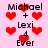 Pixelated red hearts float over a light pink background with black text reading "Michael + Lexi 4 Ever" in two vertical