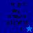 Pixelated blue background with text 'Heyyz my names SIERRA! <33' and a star symbol, showing two variations of star color.
