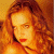 A pixelated image of a person with long curly red hair and red lips on the left, next to green text reading 'Original Icons .com' on a dark background.