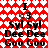 Red and white heart-patterned background with repeated text elements in black, featuring 'I', '<3', 'Syl Syl', 'Dee Dee', 'Goo Goo' arranged in a