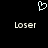 Pixelated white heart symbol above two identical 'Loser' text blocks on black background.