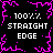Static pixel art with black background, pink jagged border, and repeated white text "100% STRAIGHT EDGE" in four quadrants.
