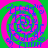 Four identical spiral patterns with alternating green and pink rings, each containing blue text reading "FRANK'S ICE CREAM" in a stylized font.