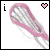 Pixelated pink and white lacrosse stick with heart symbols, text changes from 'i' to 'i love' to 'i love lacrosse', animated heart outline toggles between filled and empty.
