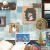 Pixelated static image showing multiple framed portraits on a light blue wall with one visible speech bubble containing abstract shapes.