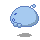 Light blue pixelated character with rounded shape, small bubbles, and dark blue outline on gray background, showing sequential facial expression changes.