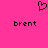 A static pixel art icon with a bright pink background, featuring two identical black text labels and one heart symbol.