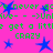 Pixelated green text and blue stars on a bright pink background with repeated phrases and symbols.