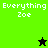 Four display "Everything Zoe" text with a star symbol changing from black to green on different backgrounds