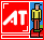 Pixelated icon with red and pink backgrounds, white 'AT' text, a standing figure in yellow shirt and brown pants on left, same figure in pink pants on right.