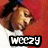 Pixelated image of a person with light brown hair and a white shirt against a red background, with a black-and-white text box reading "WIZY" at the bottom.
