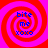 Four identical spiral patterns with red and pink concentric rings, each containing blue text reading 'bite me xoxo' in a pixelated font.
