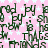 Pink background with white stars and repeated dark green text reading 'FRIENDS: FRIENDS: FRIENDS' and 'THAT'SW. THAT'SW. THAT'SW.'