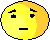 Two pixelated yellow circular faces with black outlines, one neutral and one smiling with a red tongue detail.
