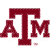 Maroon pixelated letters A, T, and M arranged horizontally on a white background with a small maroon dot below the M.