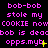 Pixelated text repeats across a black background with pink and yellow elements, showing animation changes in text and symbols.