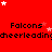 Red background with repeated 'Falcons cheerleading' text and white/pink stars; static image with no visible motion.