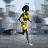 Animated contact sheet of a woman running in yellow athletic wear across 8 frames with gray background and blurred spectators.