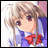 Pixelated anime-style character with light brown hair and red eyes, wearing a blue outfit with a red bow, next to text reading "AnimeIM" and "com" on black background.