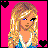 Animated contact sheet of a pixel art doll icon with pink background, showing character expressions, clothing changes, and text overlays across 19 frames.