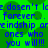 Blue pixelated text on a green background with repeating patterns of dark green shapes.